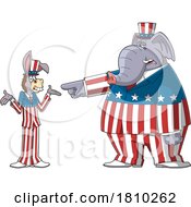 Poster, Art Print Of Republican Elephant And Democratic Donkey Debating Licensed Clipart Cartoon