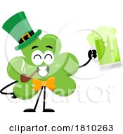 Shamrock Mascot With A Pipe And Beer Licensed Clipart Cartoon
