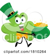 Poster, Art Print Of Shamrock Mascot With A Pot Of Gold Licensed Clipart Cartoon