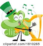 Shamrock Mascot Playing A Harp Licensed Clipart Cartoon