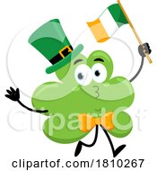 Poster, Art Print Of Shamrock Mascot With An Irish Flag Licensed Clipart Cartoon