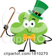 Poster, Art Print Of Shamrock Mascot With A Cane Licensed Clipart Cartoon