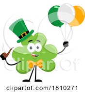 Poster, Art Print Of Shamrock Mascot With Irish Balloons Licensed Clipart Cartoon