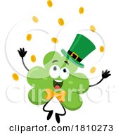 04/10/2024 - Gold Coins Raining Down On A Shamrock Mascot Licensed Clipart Cartoon