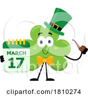 Poster, Art Print Of Shamrock Mascot With March 17 Calendar Licensed Clipart Cartoon