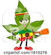Pot Leaf Mascot Playing The Guitar Licensed Clipart Cartoon