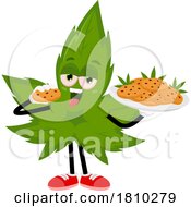 Pot Leaf Mascot Eating Cookies Licensed Clipart Cartoon by Hit Toon