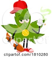 Skater Pot Leaf Mascot Licensed Clipart Cartoon