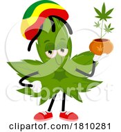 Rasta Pot Leaf Mascot With A Plant Licensed Clipart Cartoon