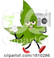 Pot Leaf Mascot With A Boombox Licensed Clipart Cartoon