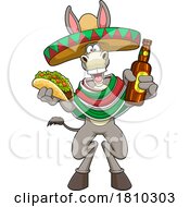04/11/2024 - Mexican Donkey Mascot With Beer And A Taco Licensed Clipart Cartoon