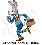 Late Business Donkey Mascot Licensed Clipart Cartoon