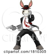 Donkey Mascot Secret Agent Licensed Clipart Cartoon