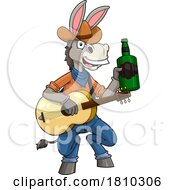 Cowboy Musician Donkey Mascot Licensed Clipart Cartoon by Hit Toon