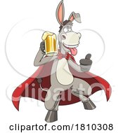 Super Donkey Mascot With Beer Licensed Clipart Cartoon