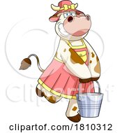 Cow Mascot With A Bucket Of Milk Licensed Clipart Cartoon