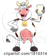 Cow Mascot With A Glass Of Milk Licensed Clipart Cartoon