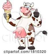 Poster, Art Print Of Cow Mascot With Ice Cream Licensed Clipart Cartoon