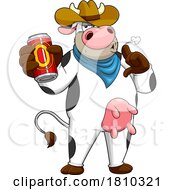 Cow Mascot With A Drink Licensed Clipart Cartoon
