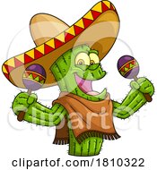 Mexican Cactus Mascot Playing Maracas Licensed Clipart Cartoon