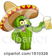 Poster, Art Print Of Mexican Cactus Mascot With A Beer Licensed Clipart Cartoon