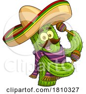 Poster, Art Print Of Mexican Cactus Mascot Playing Maracas Licensed Clipart Cartoon