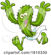 04/01/2024 - Cactus Mascot With Toilet Paper Licensed Clipart Cartoon