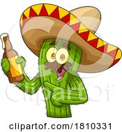 Mexican Cactus Mascot With A Beer Licensed Clipart Cartoon