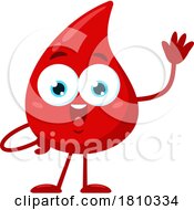 Blood Drop Mascot Waving Licensed Clipart Cartoon
