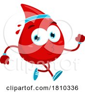 Blood Drop Mascot Jogging Licensed Clipart Cartoon