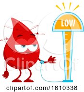 Blood Drop Mascot With Low Warning Licensed Clipart Cartoon