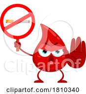 Blood Drop Mascot With No Smoking Sign Licensed Clipart Cartoon