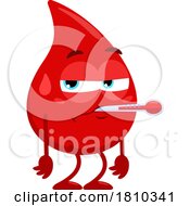 Sick Blood Drop Mascot Licensed Clipart Cartoon