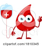 Blood Drop Mascot Getting Transfusion Or Donating Licensed Clipart Cartoon