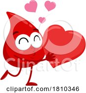Blood Drop Mascot Hugging A Heart Licensed Clipart Cartoon