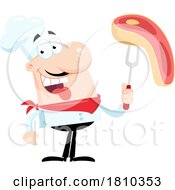 Poster, Art Print Of Chef With Steak Licensed Clipart Cartoon