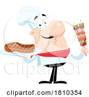 Poster, Art Print Of Chef With Steak And Kebabs Licensed Clipart Cartoon