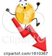 Bitcoin Mascot On An Arrow Licensed Clipart Cartoon