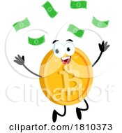 Bitcoin Mascot With Cash Licensed Clipart Cartoon by Hit Toon