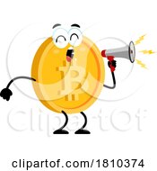 Bitcoin Mascot Using A Megaphone Licensed Clipart Cartoon by Hit Toon