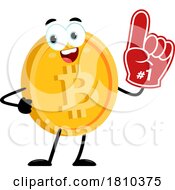 Bitcoin Mascot With A Foam Finger Licensed Clipart Cartoon by Hit Toon