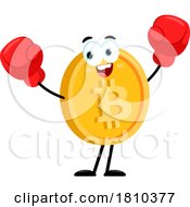 Bitcoin Mascot Wearing Boxing Gloves Licensed Clipart Cartoon
