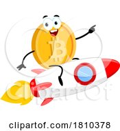 Poster, Art Print Of Bitcoin Mascot On A Rocket Licensed Clipart Cartoon