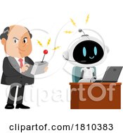 Shady Businessman Programming A Robot Licensed Clipart Cartoon