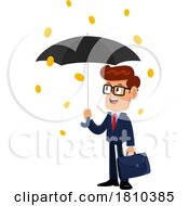 Poster, Art Print Of Coins Raining Down On A Businessman Licensed Clipart Cartoon