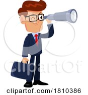 Businessman Using A Telescope Licensed Clipart Cartoon by Hit Toon