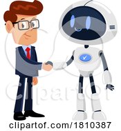Poster, Art Print Of Businessman Meeting A Robot Licensed Clipart Cartoon