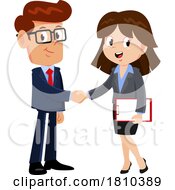 Poster, Art Print Of Businessman And Woman Shaking Hands Licensed Clipart Cartoon