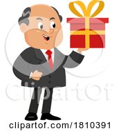 Business Man Holding A Gift Licensed Clipart Cartoon