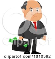 Shady Businessman With Briefcase Of Cash Licensed Clipart Cartoon